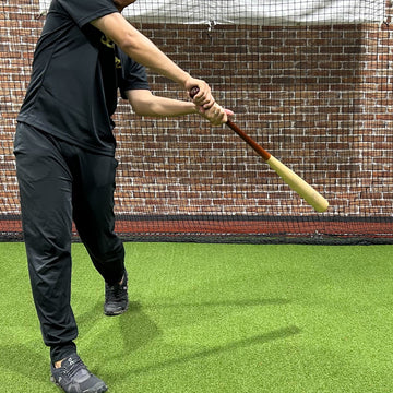 The swing path used for hitting line drives at bat.