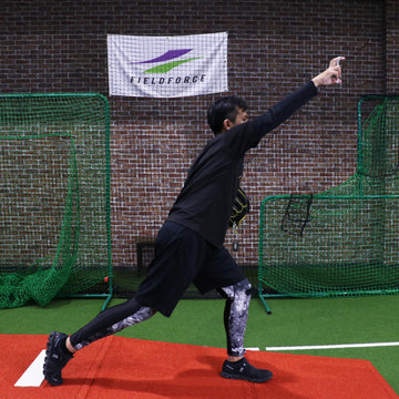The pitcher at the precise moment of release during the pitch.
